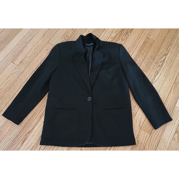 Karen Scott Jackets & Blazers - Karen Scott 8 Petite Womens Long Sleeve Black Blazer Jacket Front Pockets Button